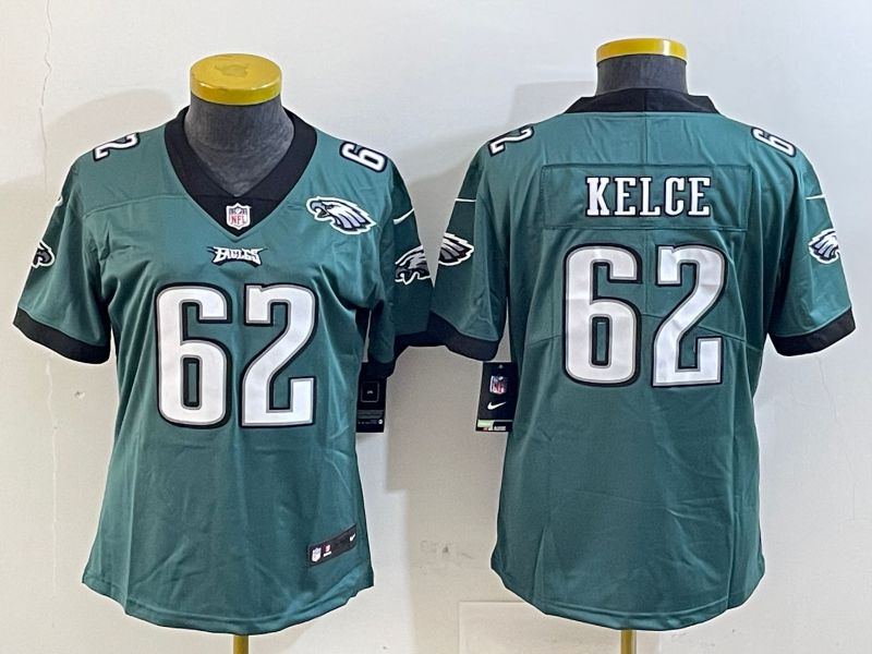Youth Philadelphia Eagles #62 Kelce Green 2025 Nike Vapor Limited NFL Jersey style 3